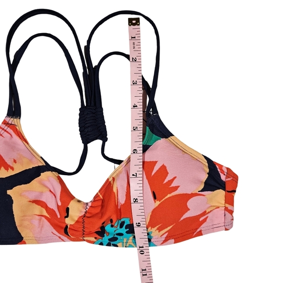 Aerie Racerback Floral Scoop Neck Bikini Top, Red/Pink/Blue, XS - Picture 12 of 13